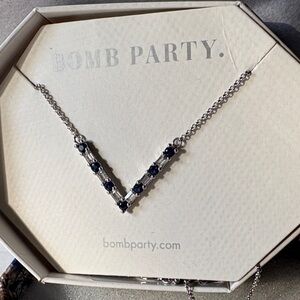 Bomb Party Silver and Black Gem Necklace